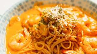 Bowl of Rulebreaker Pasta with Shrimp Pink Sauce