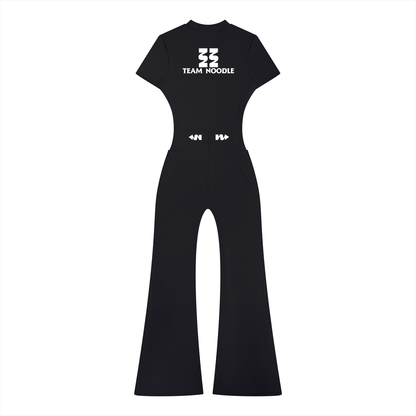 Team Noodle Women’s Tight Flared Leg Quarter-Zip Jumpsuit