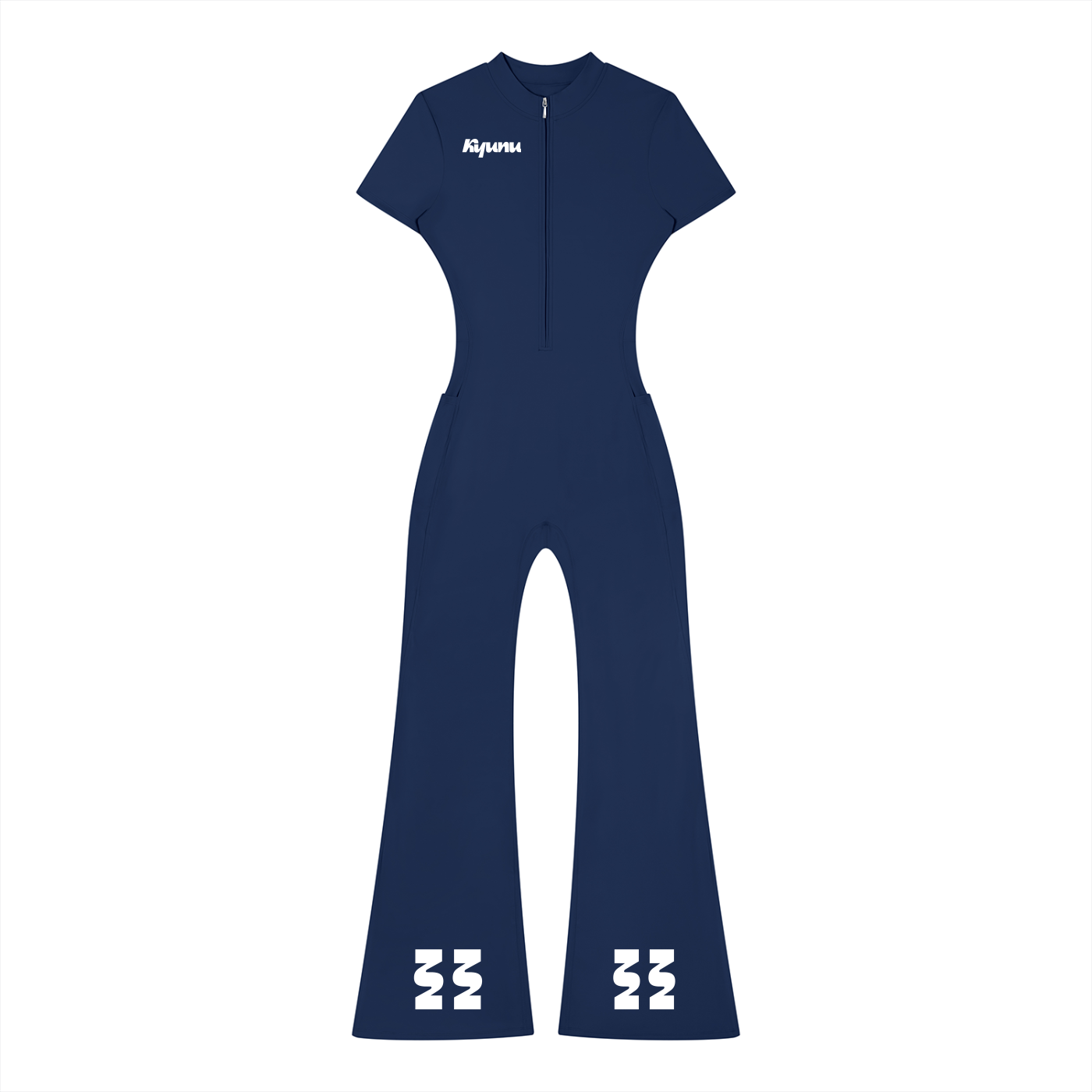 Team Noodle Women’s Tight Flared Leg Quarter-Zip Jumpsuit