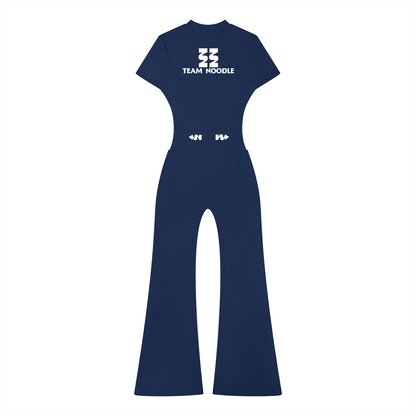 Team Noodle Women’s Tight Flared Leg Quarter-Zip Jumpsuit