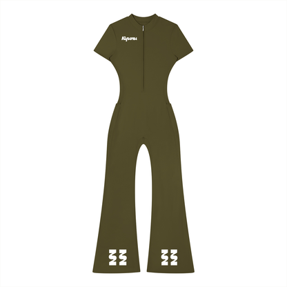 Team Noodle Women’s Tight Flared Leg Quarter-Zip Jumpsuit