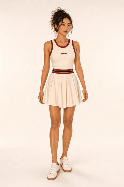 KYUNU Women's Color Block A-Line Sleeveless Dress