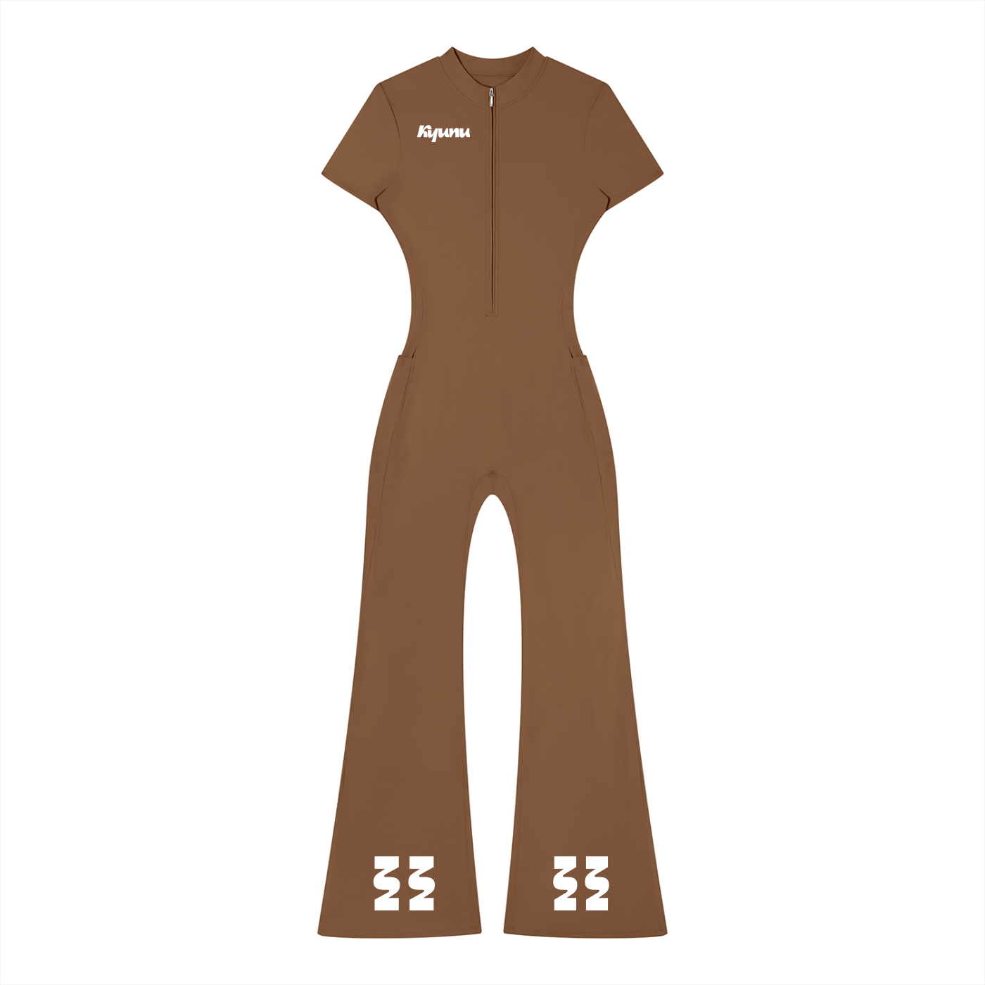 Team Noodle Women’s Tight Flared Leg Quarter-Zip Jumpsuit