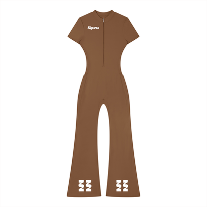 Team Noodle Women’s Tight Flared Leg Quarter-Zip Jumpsuit
