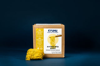 KYUNU Rulebreaker Protein Noodle, Original Flavor box with noodle nest next to it