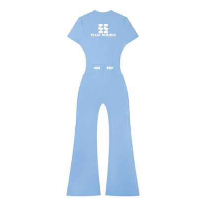 Team Noodle Women’s Tight Flared Leg Quarter-Zip Jumpsuit