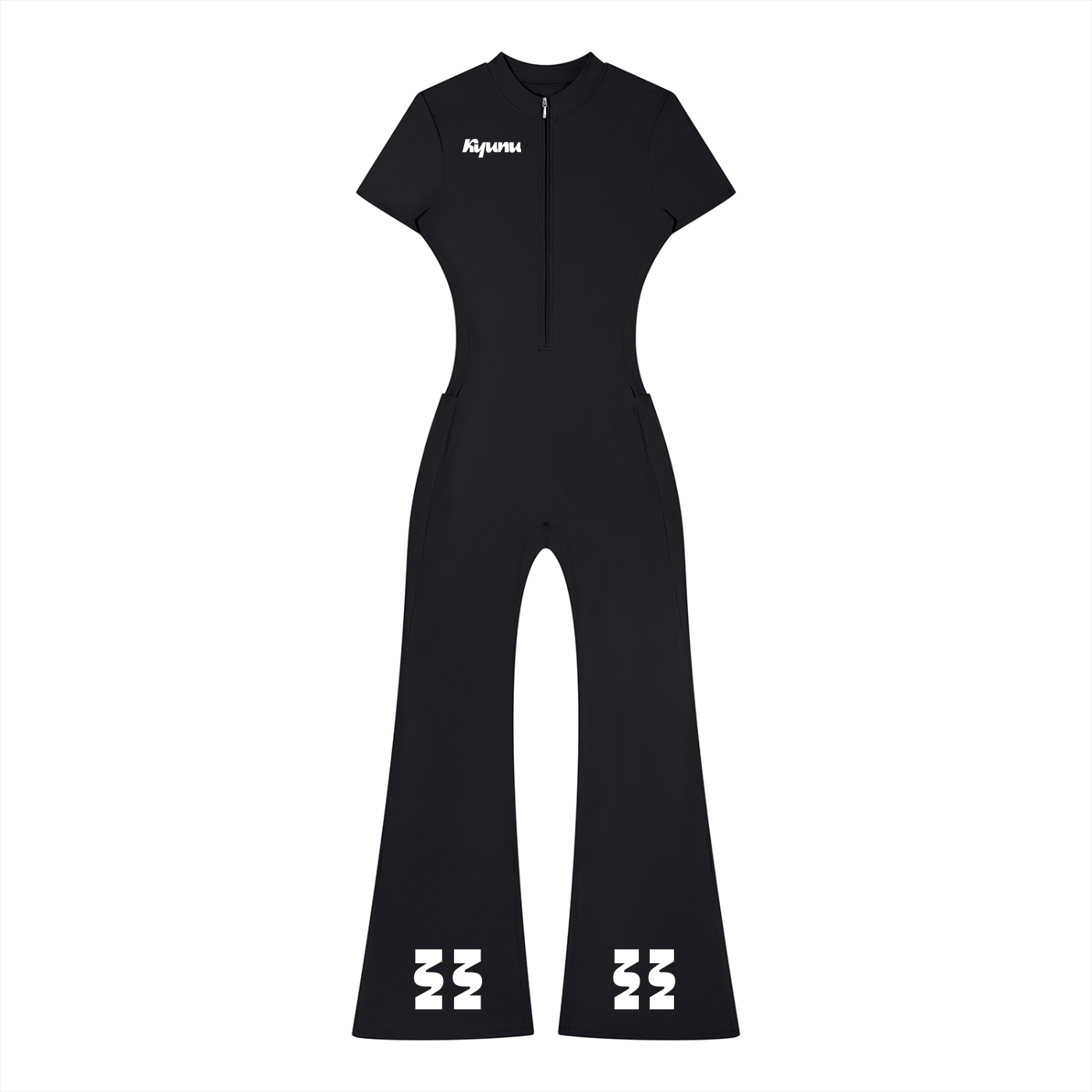 Team Noodle Women’s Tight Flared Leg Quarter-Zip Jumpsuit